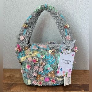 NWT Viral Handcrafted in India Beaded Floral Pastel Bag TikTok Purse